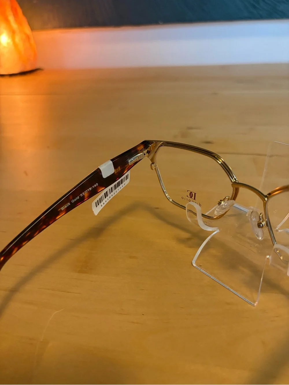 DiCaprio Geometric Metal Eyeglasses Black Gold Tortoise DC 357 53-18-140 NWT